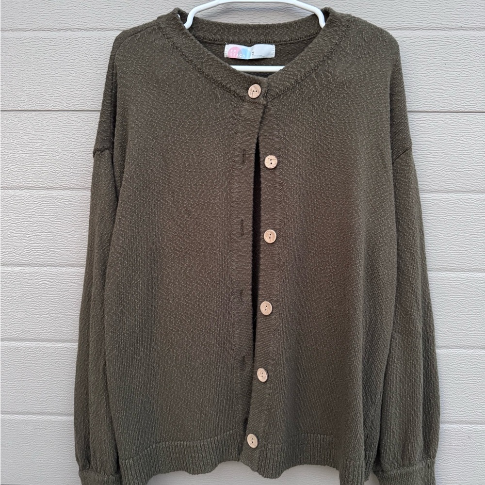 2 pc FP set. Ameena sweater skort and cardigan. Olive Green. Size Medium - Picture 5 of 6